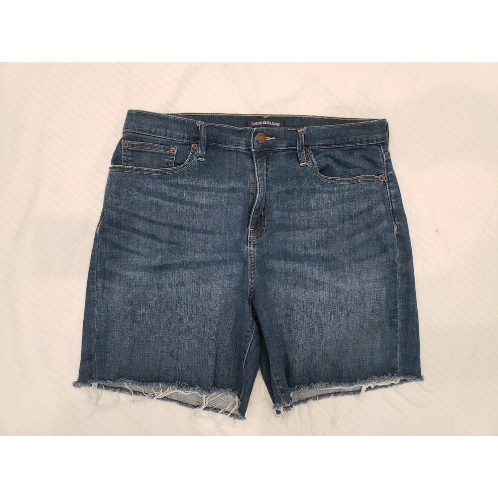 Calvin Klein stretch denim Cut-off Style jeans shorts: High Rise Fit Womens 14